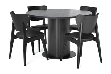 Noira Matbord 120 cm Ek Runt med 4 st Jerup Matstol - Svart - Möbler - Bord & matgrupp - Matgrupp