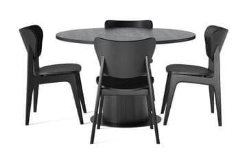 Noira Matbord 120 cm Ek Runt med 4 st Jerup Matstol - Svart - Möbler - Bord & matgrupp - Matgrupp