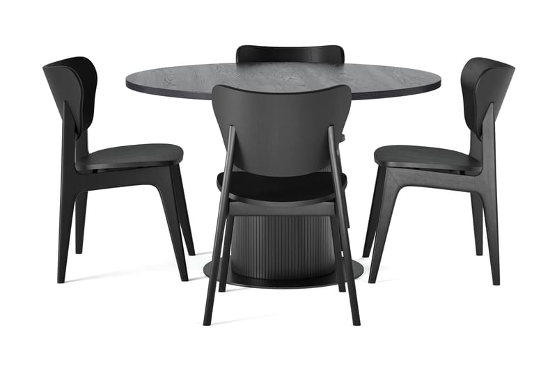 Noira Matbord 120 cm Ek Runt med 4 st Jerup Matstol - Svart - Möbler - Bord & matgrupp - Matgrupp