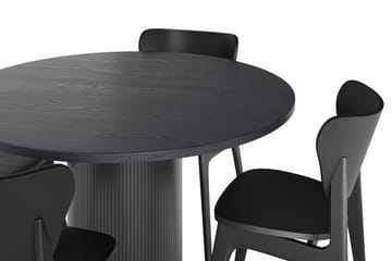 Noira Matbord 120 cm Ek Runt med 4 st Jerup Matstol - Svart - Möbler - Bord & matgrupp - Matgrupp
