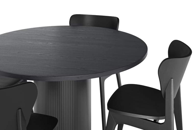 Noira Matbord 120 cm Ek Runt med 4 st Jerup Matstol - Svart - Möbler - Bord & matgrupp - Matgrupp