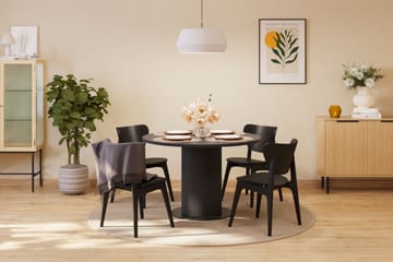 Noira Matbord 120 cm Ek Runt med 4 st Jerup Matstol - Svart - Möbler - Bord & matgrupp - Matgrupp