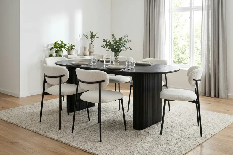 Noira Matbord 220x100 cm Fanér - Svart - Möbler - Bord & matgrupp - Matbord & köksbord