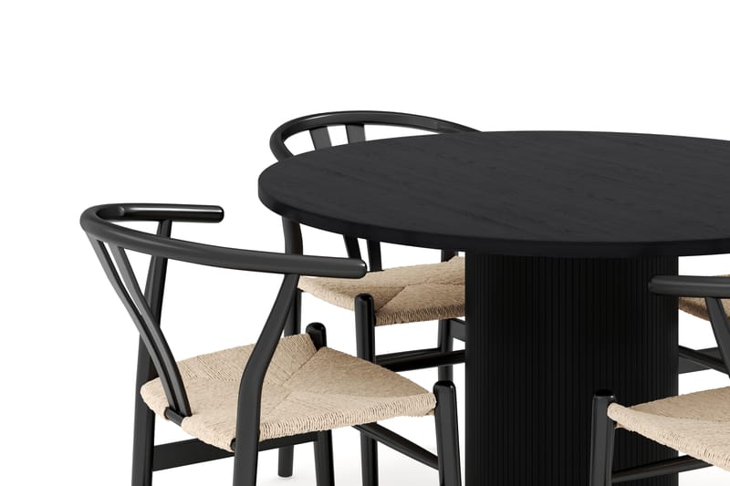 Noira Matgrupp 120 cm Ek Rund med 4 Dastoori Matstol - Svart - Möbler - Bord & matgrupp - Matgrupp