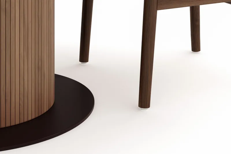 Noira Matgrupp 120 cm Massiv Valnöt Rund med 4 Dastoori Matstol - 2220070-4,2098428-1 - Brun / Beige / Valnöt - Möbler - Bord & matgrupp - Matgrupp