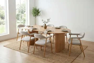 Noira Matgrupp 160-220 cm förlängningsbart i Ek med 6 Ronja Matstolar - Sand/Ek - Möbler - Bord & matgrupp - Matgrupp