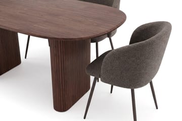 Noira Matgrupp 160-220 cm förlängningsbart med 6 Greya Mastolar - Valnöt - Möbler - Bord & matgrupp - Matgrupp