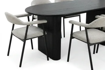 Noira Matgrupp 180 cm rektangulärt i Svart med 6 Ronja Matstolar - Beige/Svart - Möbler - Bord & matgrupp - Matgrupp