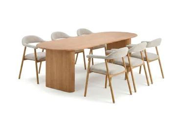 Noira Matgrupp 220-320 cm förlängningsbart i Ek med 6 Ronja Matstolar - Sand/Ek - Möbler - Bord & matgrupp - Matgrupp