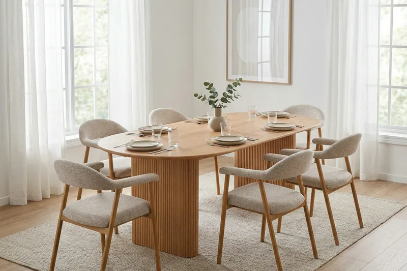 Noira Matgrupp 220-320 cm förlängningsbart i Ek med 6 Ronja Matstolar - Sand/Ek - Möbler - Bord & matgrupp - Matgrupp