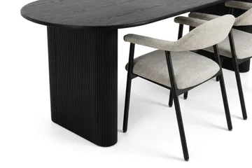 Noira Matgrupp 220-320 cm förlängningsbart i Svart med 6 Ronja Matstolar - Beige/Svart - Möbler - Bord & matgrupp - Matgrupp