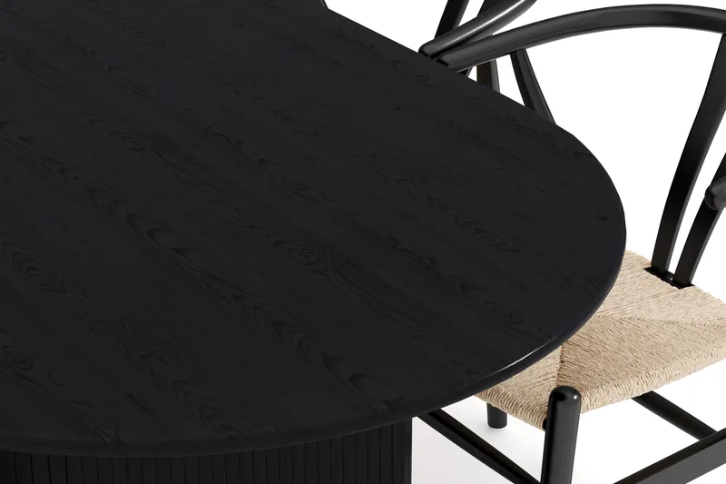 Noira Matgrupp 220 cm Massiv Ek med 6 Dastoori Matstol - 2220067-6,2206123-1 - Svart - Möbler - Bord & matgrupp - Matgrupp