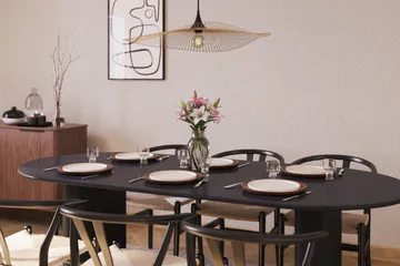 Noira Matgrupp 220 cm Massiv Ek med 6 Dastoori Matstol - 2220067-6,2206123-1 - Svart - Möbler - Bord & matgrupp - Matgrupp