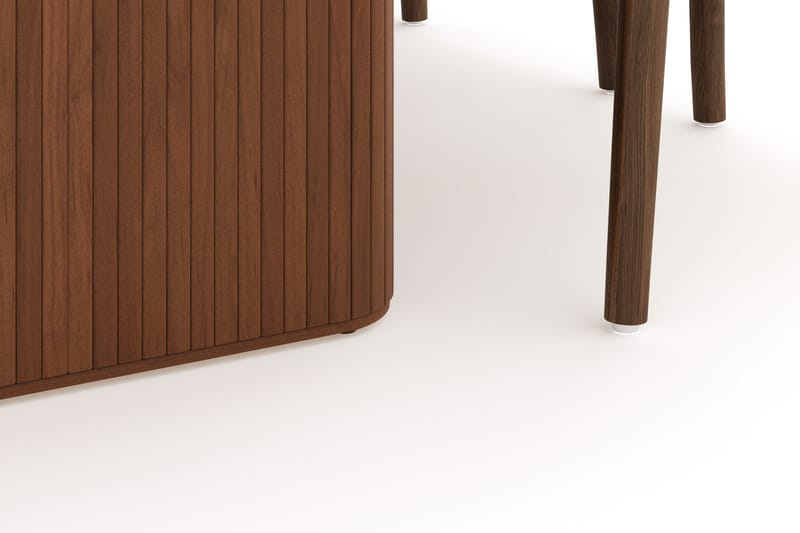 Noira Matgrupp 220 cm Massiv Valnöt med 6 Dastoori Matstol - 2220070-6,2098431-1 - Ribbad / Natur / Mörkbrun / Brunt Trä - Möbler - Bord & matgrupp - Matgrupp