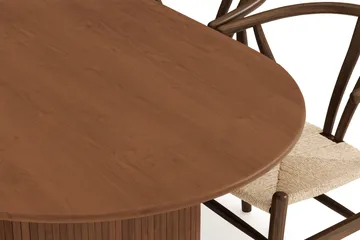 Noira Matgrupp 220 cm Massiv Valnöt med 6 Dastoori Matstolar - Ribbad / Natur / Mörkbrun / Brunt Trä - Möbler - Bord & matgrupp - Matgrupp