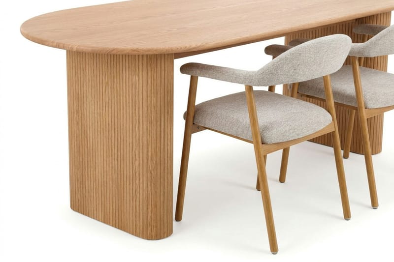 Noira Matgrupp 220 cm rektangulärt i Ek med 6 Ronja Matstolar - Sand/Ek - Möbler - Bord & matgrupp - Matgrupp