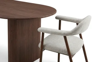 Noira Matgrupp 220 cm rektangulärt i Valnöt med 6 Ronja Matstolar - Sand/Valnöt - Möbler - Bord & matgrupp - Matgrupp