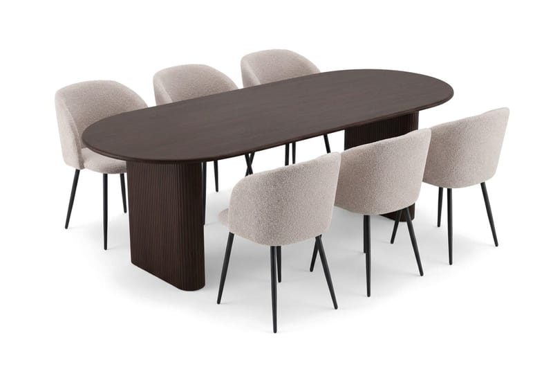 Noira Matgrupp 220 cm rektangulärt med 6 Greya Mastolar - Rökt ek - Möbler - Bord & matgrupp - Matgrupp