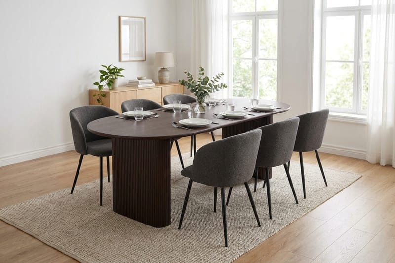 Noira Matgrupp 220 cm rektangulärt med 6 Greya Mastolar - Rökt ek - Möbler - Bord & matgrupp - Matgrupp