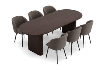 Noira Matgrupp 220 cm rektangulärt med 6 Greya Mastolar - Rökt ek - Möbler - Bord & matgrupp - Matgrupp
