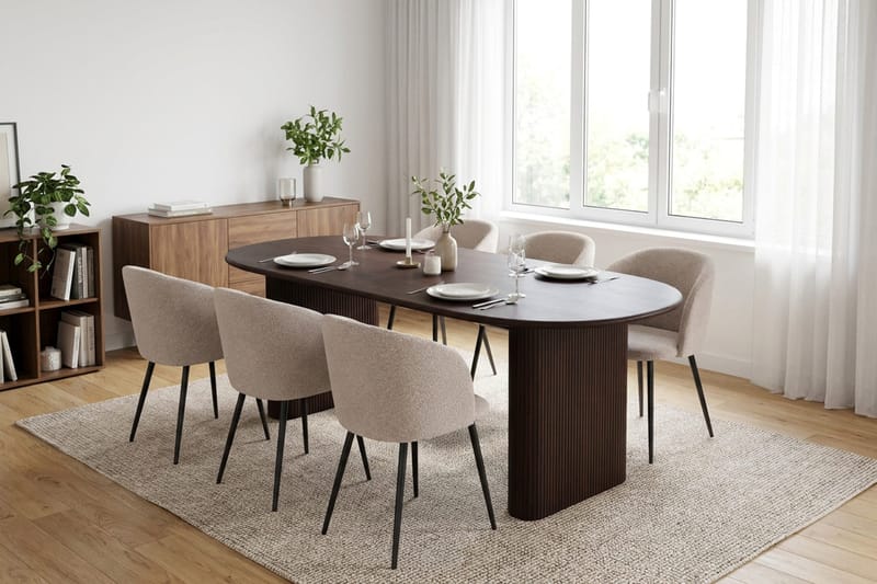 Noira Matgrupp 220 cm rektangulärt med 6 Greya Mastolar - Rökt ek - Möbler - Bord & matgrupp - Matgrupp