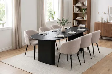 Noira Matgrupp 220 cm rektangulärt med 6 Greya Mastolar - Svartlaserad ek - Möbler - Bord & matgrupp - Matgrupp