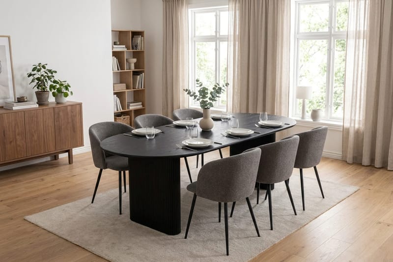 Noira Matgrupp 220 cm rektangulärt med 6 Greya Mastolar - Svartlaserad ek - Möbler - Bord & matgrupp - Matgrupp