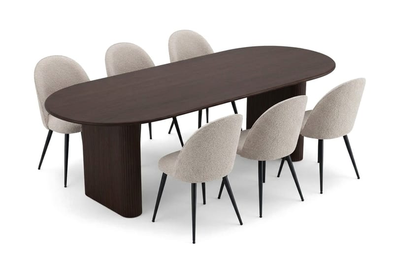 Noira Matgrupp 220 cm rektangulärt med 6 Nibe Plus Mastolar - Rökt ek - Möbler - Bord & matgrupp - Matgrupp