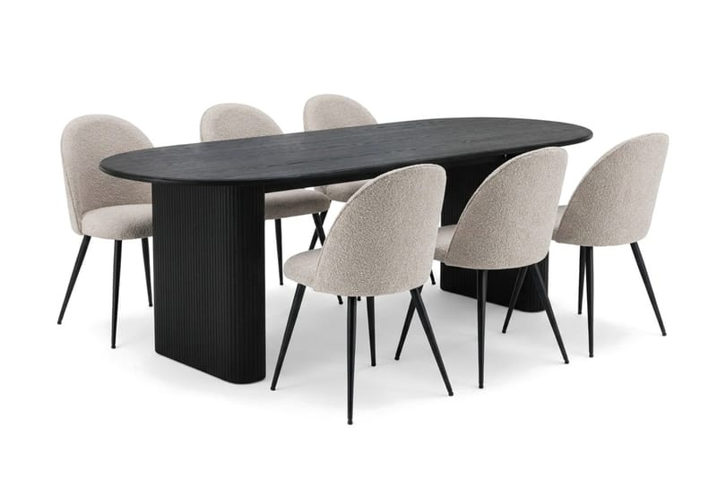 Noira Matgrupp 220 cm rektangulärt med 6 Nibe Plus Mastolar - Svartlaserad ek - Möbler - Bord & matgrupp - Matgrupp