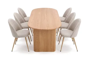 Noira Matgrupp 220 cm rektangulärt med 6 Nibe Plus Mastolar - Ek - Möbler - Bord & matgrupp - Matgrupp