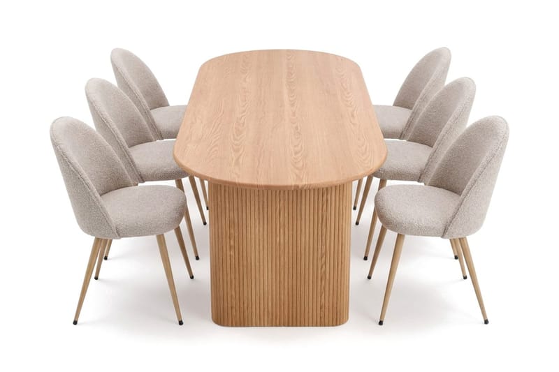 Noira Matgrupp 220 cm rektangulärt med 6 Nibe Plus Mastolar - Ek - Möbler - Bord & matgrupp - Matgrupp