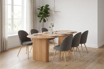 Noira Matgrupp 220 cm rektangulärt med 6 Nibe Plus Mastolar - Ek - Möbler - Bord & matgrupp - Matgrupp