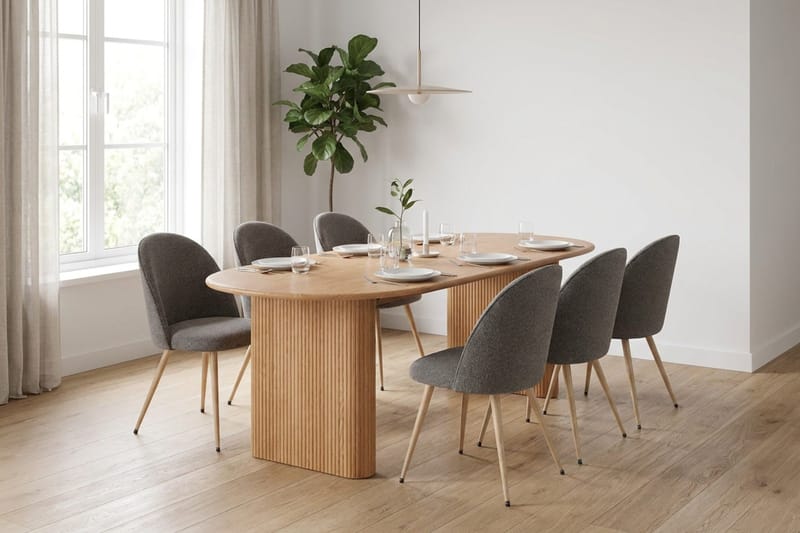 Noira Matgrupp 220 cm rektangulärt med 6 Nibe Plus Mastolar - Ek - Möbler - Bord & matgrupp - Matgrupp
