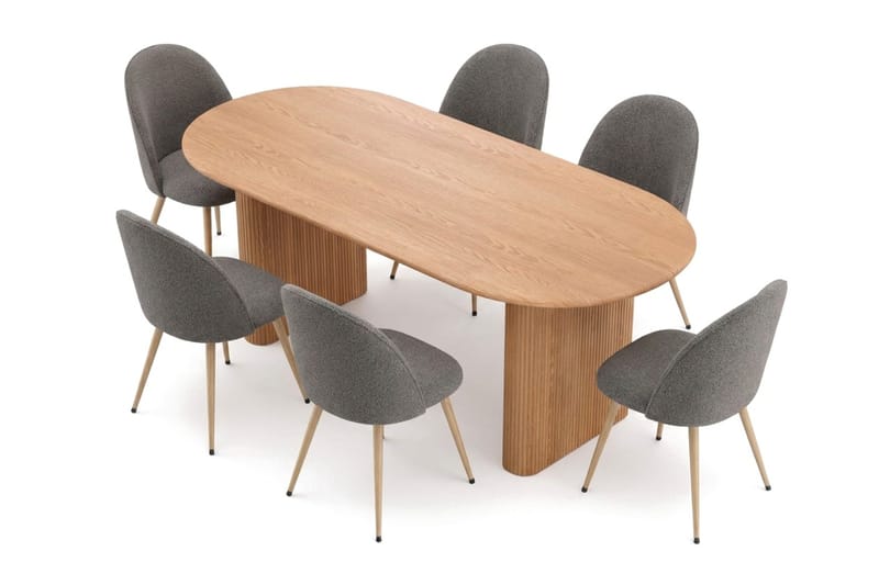 Noira Matgrupp 220 cm rektangulärt med 6 Nibe Plus Mastolar - Ek - Möbler - Bord & matgrupp - Matgrupp
