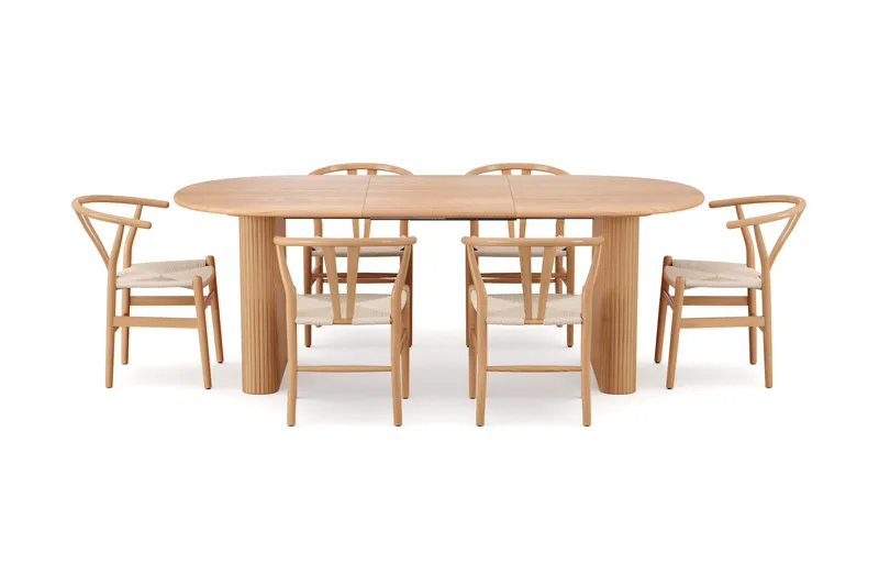 Noira Matgrupp förlängningsbart 160-220 cm Ek med 6 Dastoori Matstolar - Ek - Möbler - Bord & matgrupp - Matgrupp