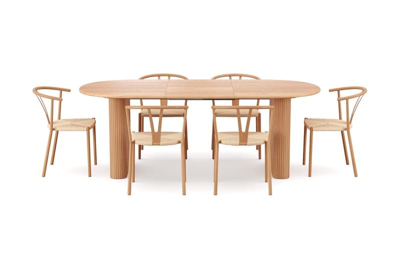 Noira Matgrupp förlängningsbart 160-220 cm Ek med 6 Elysia Matstolar - Ek - Möbler - Bord & matgrupp - Matgrupp