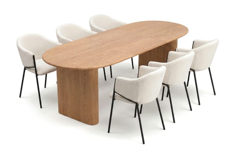 Noira Matgrupp förlängningsbart 160-220 cm Ek med 6 Filip Matstolar - Ek - Möbler - Bord & matgrupp - Matgrupp