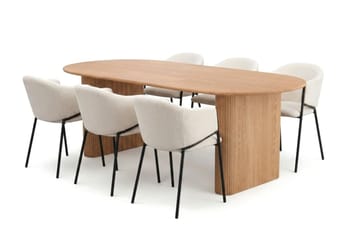 Noira Matgrupp förlängningsbart 160-220 cm Ek med 6 Filip Matstolar - Ek - Möbler - Bord & matgrupp - Matgrupp