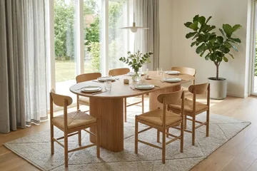 Noira Matgrupp förlängningsbart 160-220 cm Ek med 6 Malte Matstolar - Möbler - Bord & matgrupp - Matgrupp