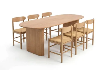 Noira Matgrupp förlängningsbart 160-220 cm Ek med 6 Malte Matstolar - Möbler - Bord & matgrupp - Matgrupp