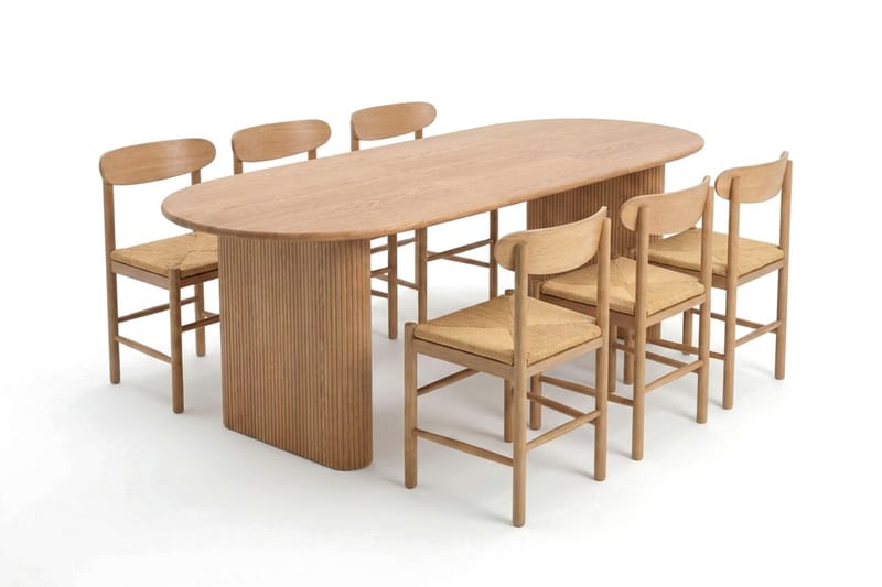 Noira Matgrupp förlängningsbart 160-220 cm Ek med 6 Malte Matstolar - Möbler - Bord & matgrupp - Matgrupp