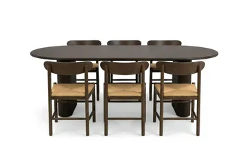 Noira Matgrupp förlängningsbart 160-220 cm Rökt Ek med 6 Malte Matstolar - Möbler - Bord & matgrupp - Matgrupp