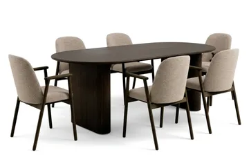 Noira Matgrupp förlängningsbart 160-220 cm Rökt Ek med 6 Reciclar Matstolar - Rökt ek - Möbler - Bord & matgrupp - Matgrupp