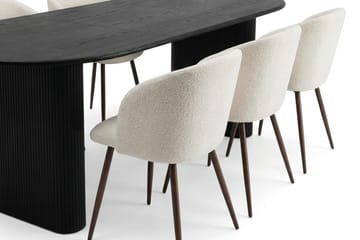 Noira Matgrupp förlängningsbart 160-220 cm Svart med 6 Greya Matstolar - Svart - Möbler - Bord & matgrupp - Matgrupp