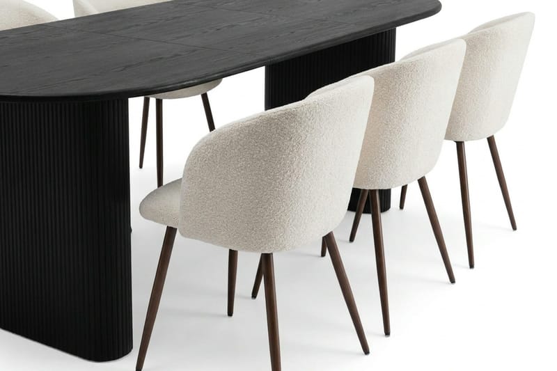 Noira Matgrupp förlängningsbart 160-220 cm Svart med 6 Greya Matstolar - Svart - Möbler - Bord & matgrupp - Matgrupp
