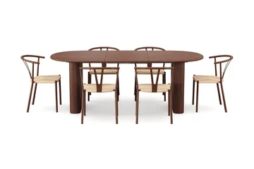 Noira Matgrupp förlängningsbart 160-220 cm Valnöt med 6 Elysia Matstolar - Valnöt - Möbler - Bord & matgrupp - Matgrupp