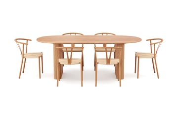 Noira Matgrupp förlängningsbart 220-320 cm Ek med 6 Elysia Matstolar - Ek - Möbler - Bord & matgrupp - Matgrupp