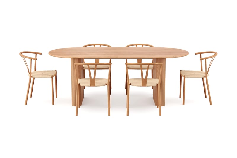 Noira Matgrupp förlängningsbart 220-320 cm Ek med 6 Elysia Matstolar - Ek - Möbler - Bord & matgrupp - Matgrupp