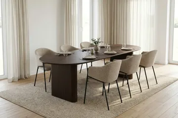 Noira Matgrupp förlängningsbart 220-320 cm Rökt Ek med 6 Filip Matstolar - Rökt ek - Möbler - Bord & matgrupp - Matgrupp