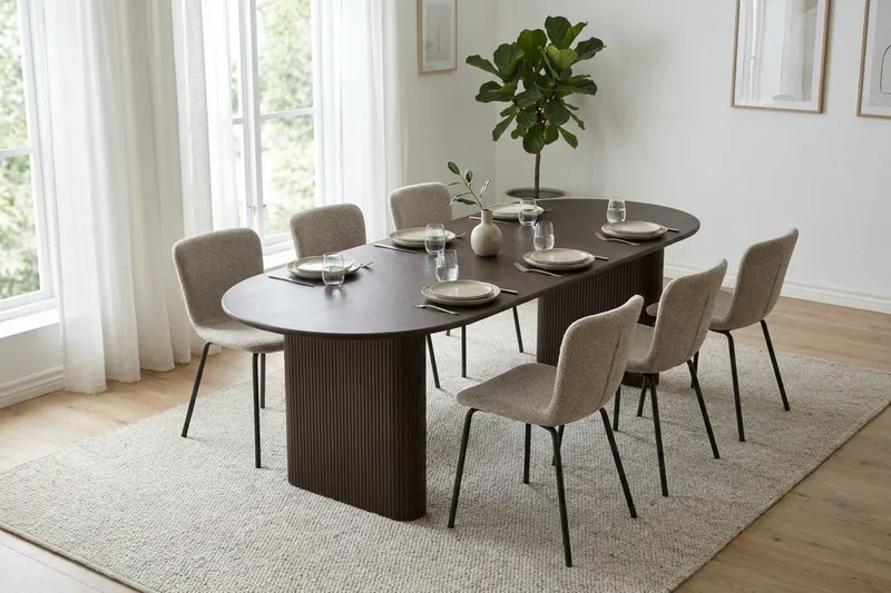 Noira Matgrupp förlängningsbart 220-320 cm Rökt Ek med 6 Katy Matstolar - Rökt ek - Möbler - Bord & matgrupp - Matgrupp